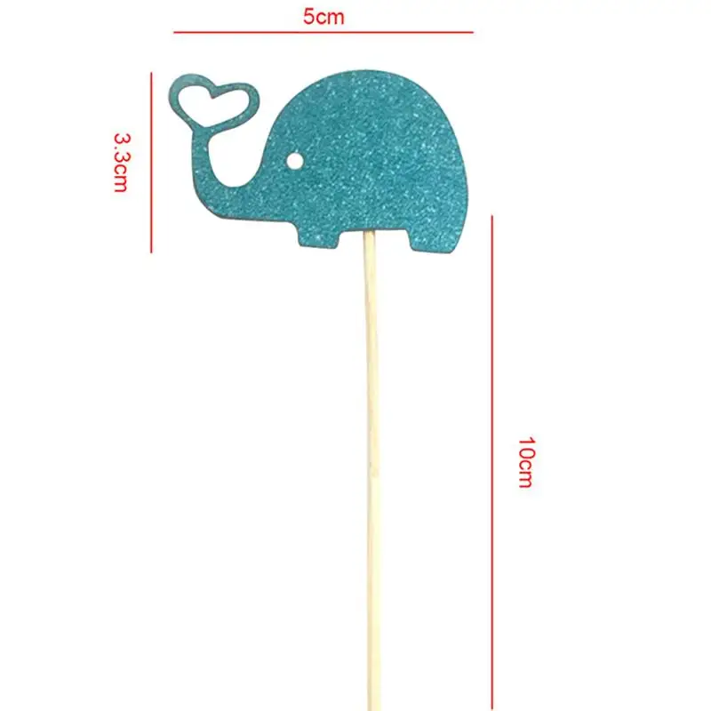 24 шт торта топперы Прекрасный маленький милый слон кекс палочки для торта украшения торта на день рождения, детский душ тема Вечерние