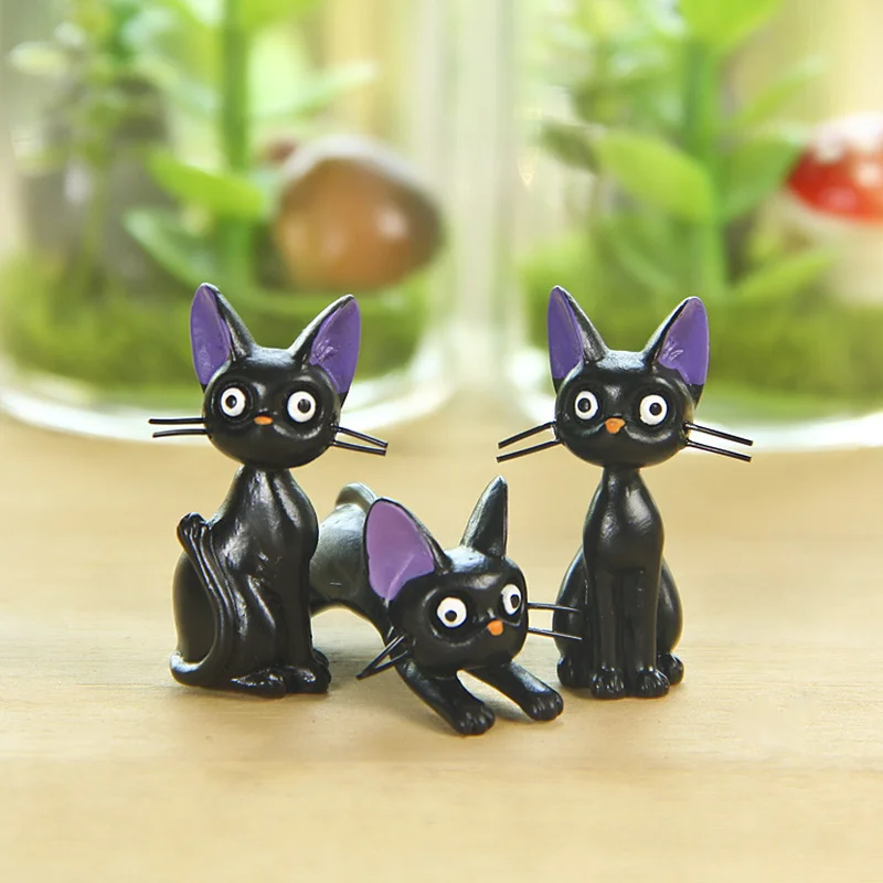

1Pcs Resin Kiki's Delivery Service Cat Figurines White Animal Ornaments Black Cat Kiki Gigi Miniatures Decoration Crafts Gifts