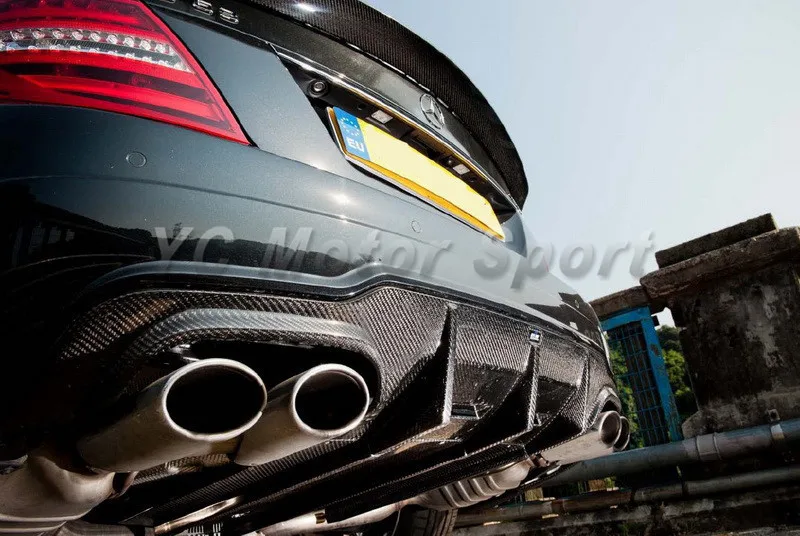 Автомобильные аксессуары из углеродного волокна, RZ RBS II стильный диффузор глушителя без оснований эффект Панель подходит для 2012-2013 MB W204 C63 AMG