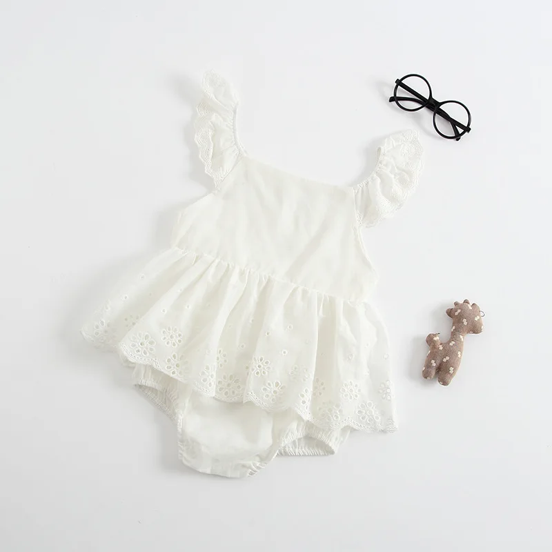 Одежда для маленьких девочек; летнее платье без рукавов для новорожденных; хлопковый кружевной комбинезон для малышей; стильное платье для девочек; одежда для малышей