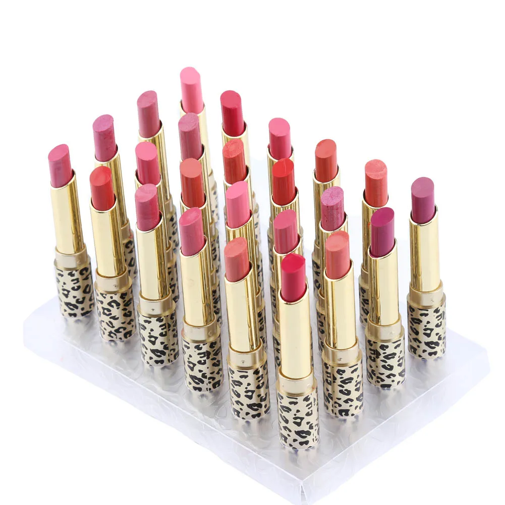 24Pcs 12 Colors Makeup Lipstick Leopard Print Lipsticks Moisturizing