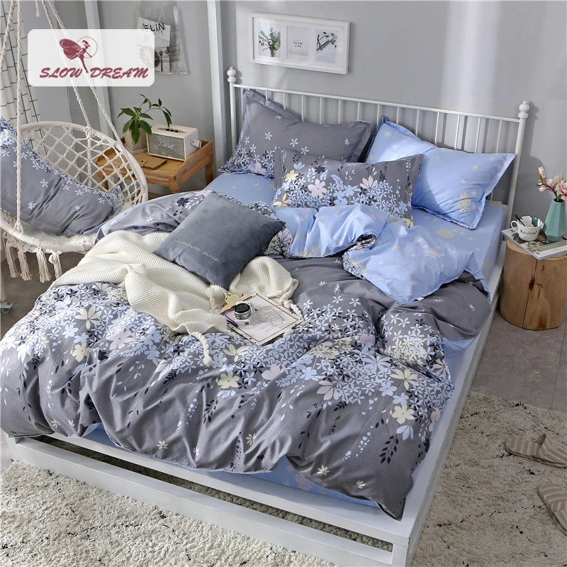 SlowDream Bedding Set Double Queen Size Rubber Fitted Sheet On Elastic