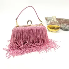 New One-sided Tassel Chain Small Square Bag Designer Evening Banquet Fashion Catwalk Bag Clutch Bag Wedding Wallet Candy