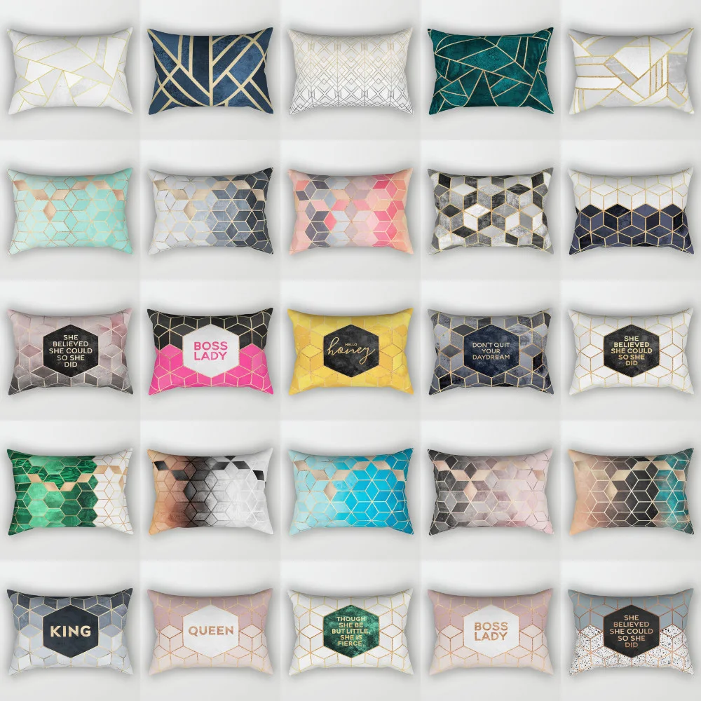 

Elife geometric lattice Gradient Cubes throw Cushion Cover Polyester Pillows case Cover For Sofa car Home Decor 30x50cm