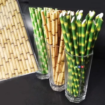 

1000 X19.7cm Disposable Bubble Tea Thick Bamboo Juice Drinking Paper Straws Eco-Friendly Milk Straw Birthday Wedding Party Gifts