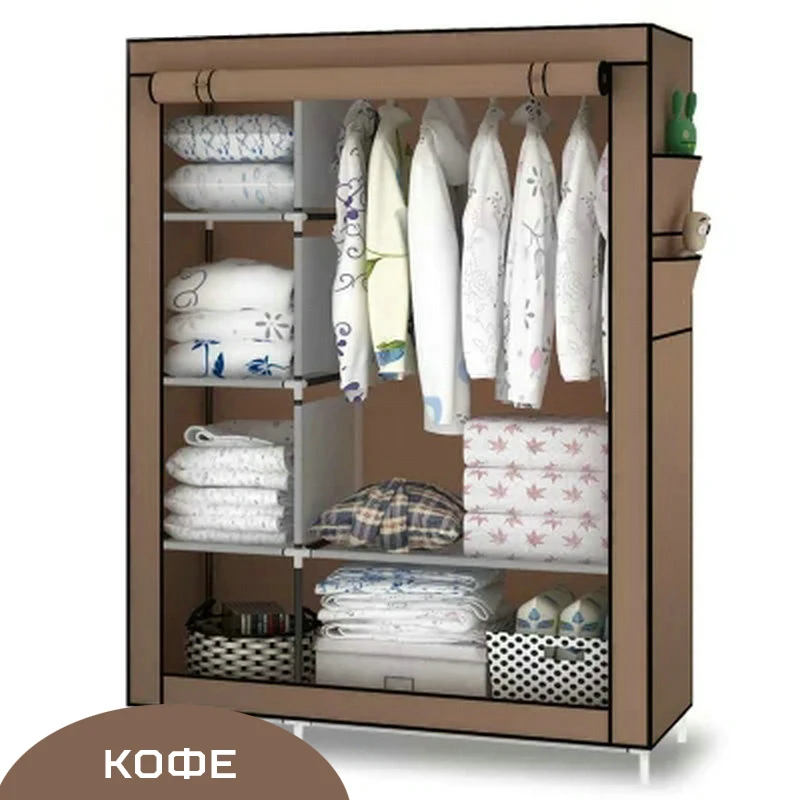 Klappbarer Kleiderschrank Mit Rollen | Doppeltüren & Kleiderstange | 103x75x38cm - Weiß | Platzsparend