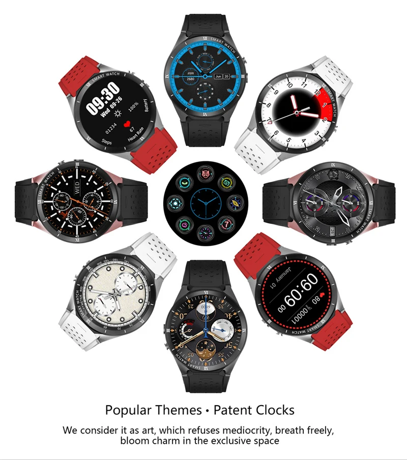 NEW KW88 Pro Android 7.1 3G Smartwatch Phone MTK6580 Quad Core 1GB 16GB Heart Rate Monitor GPS 2MP Camera Smart Watch Men