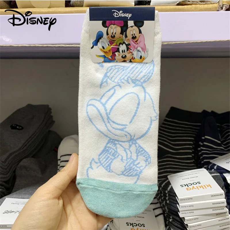 Cartoon Sketch Mickey Minnie Socks Printing Girl short sock Donald Duck Disney doodle socks female adult Cotton socks 35-40