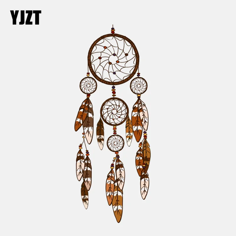 

YJZT 6.8CM*17.8CM Beautiful Feather Decoration Dream Catcher PVC Car Sticker 11-01457