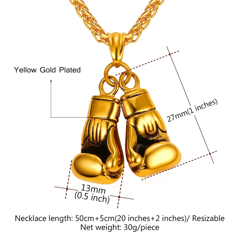 Золотая боксерская перчатка, подвеска, Очаровательное ожерелье, спортивные Ювелирные изделия 316L, нержавеющая сталь, желтое золото/серебро, цвет цепи для мужчин, новинка GP2171