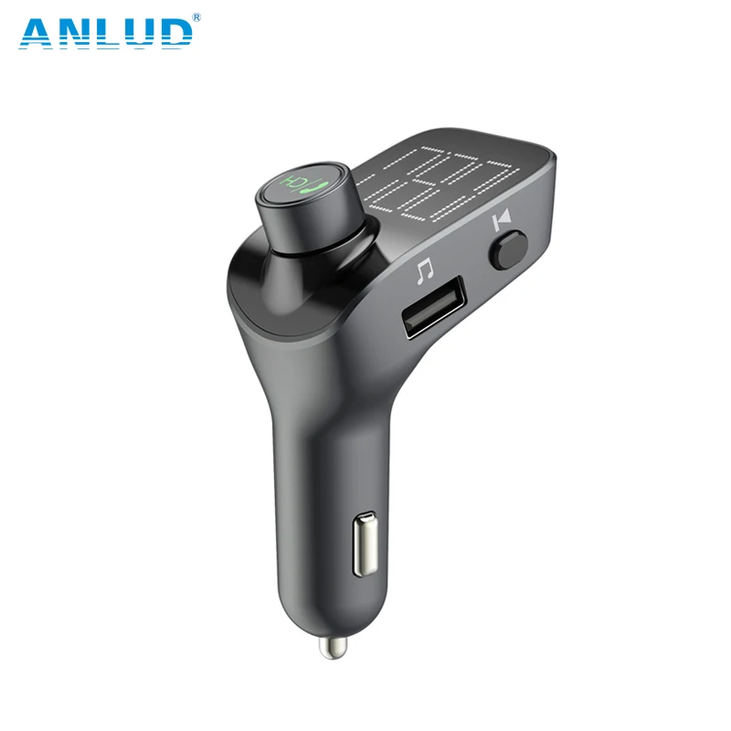 

ANLUD Bluetooth 5.0 Car FM Transmitter Unique Display Screen Bluetooth Car Kit Car MP3 Player Aux Modulator Handsfree