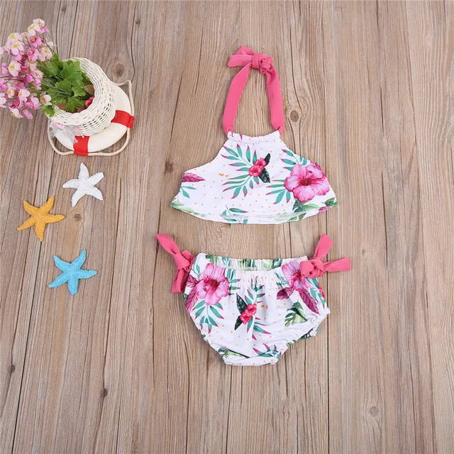 Best Offers Lovely Children's Flower Bowknot Swimsuit Girls Bikini Swimwear Summer Beachwear Girl Children Baby Swimwear Tankini Swimsuit