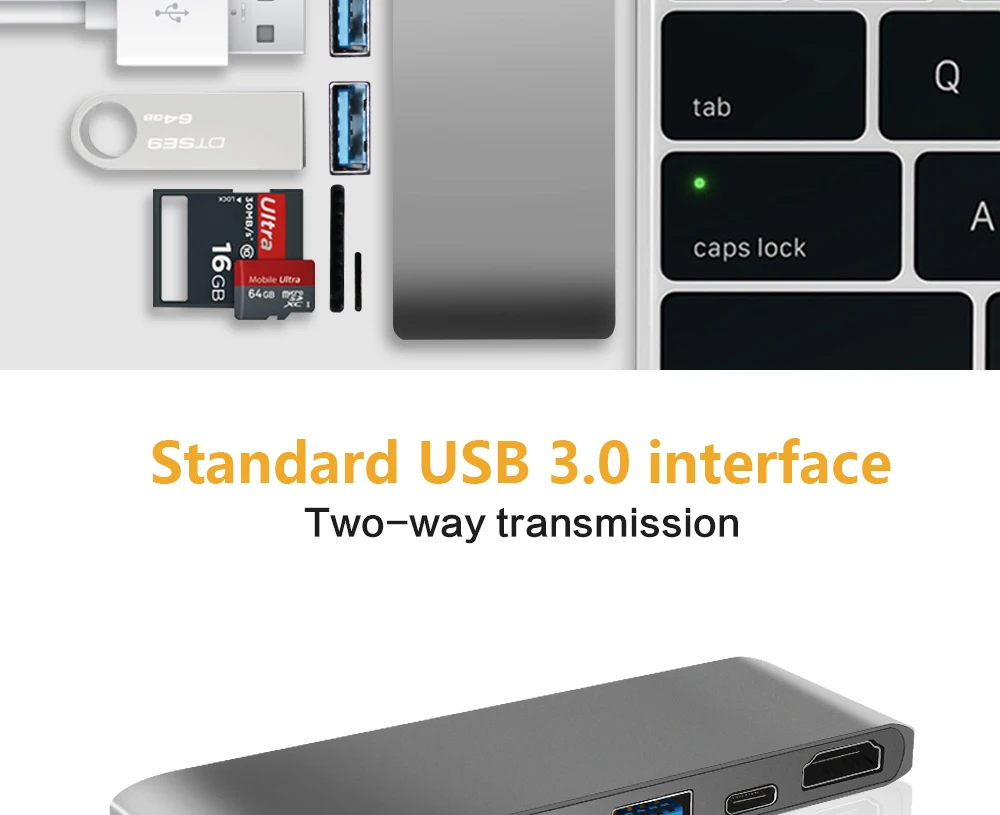 Высокое разрешение Тип-C 3.0 к HDMI/card reader/концентратор адаптер 5 Гбит для нового MacBook Chromebook pixel Surface Pro 4 Поддержка 4 К