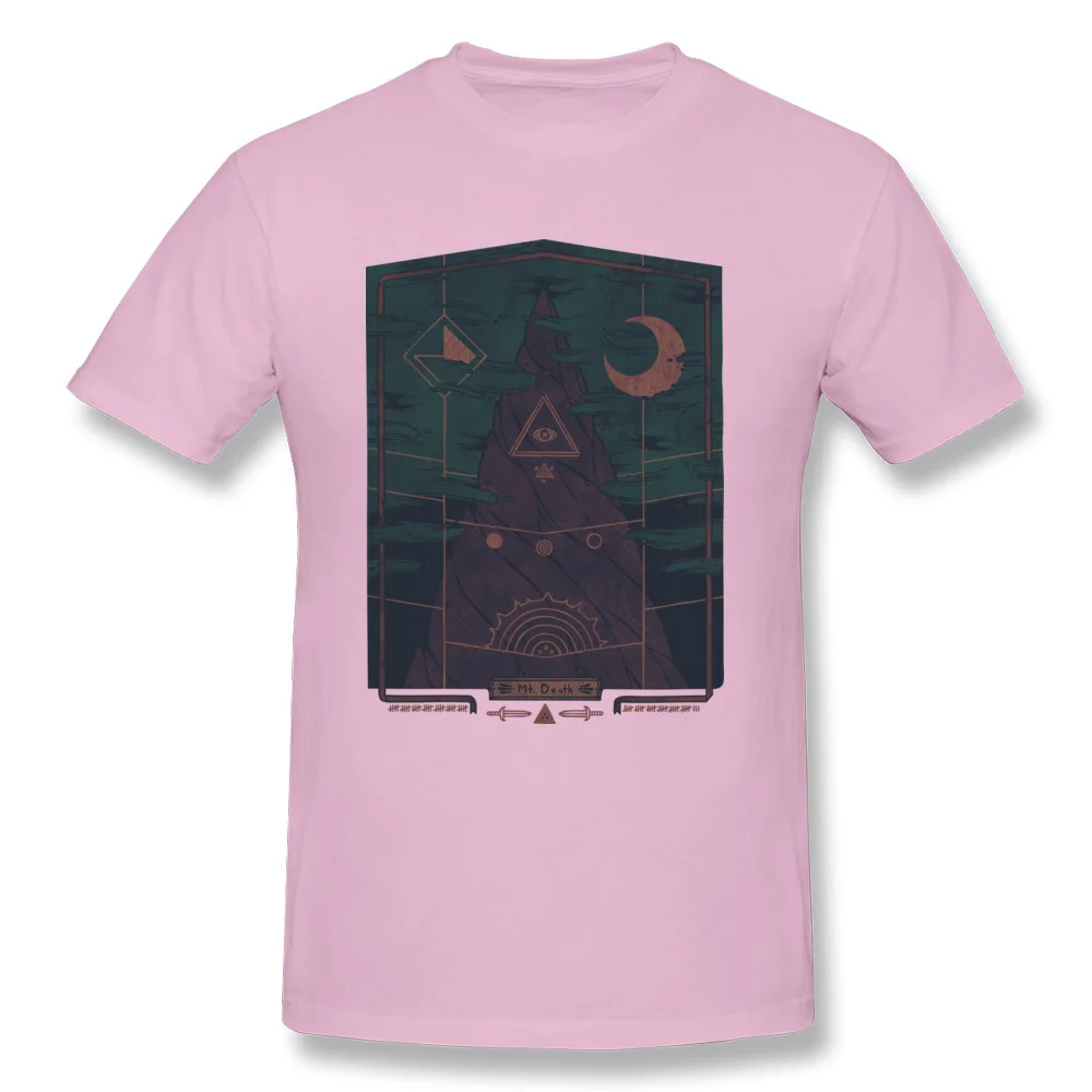 Mount Death T-Shirt Short Sleeve Family Men's Thanksgiving Day Tops Shirt Printed On T Shirt Round Collar 100% Cotton Fabric Mount Death pink