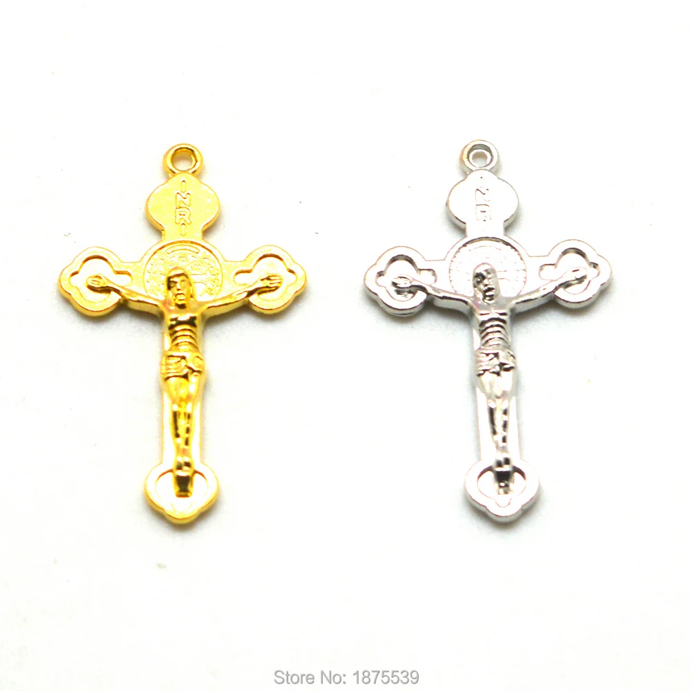 

50 Pieces Catholic Rosary Crucifix Gold And Imitation Rhodium Plated Color