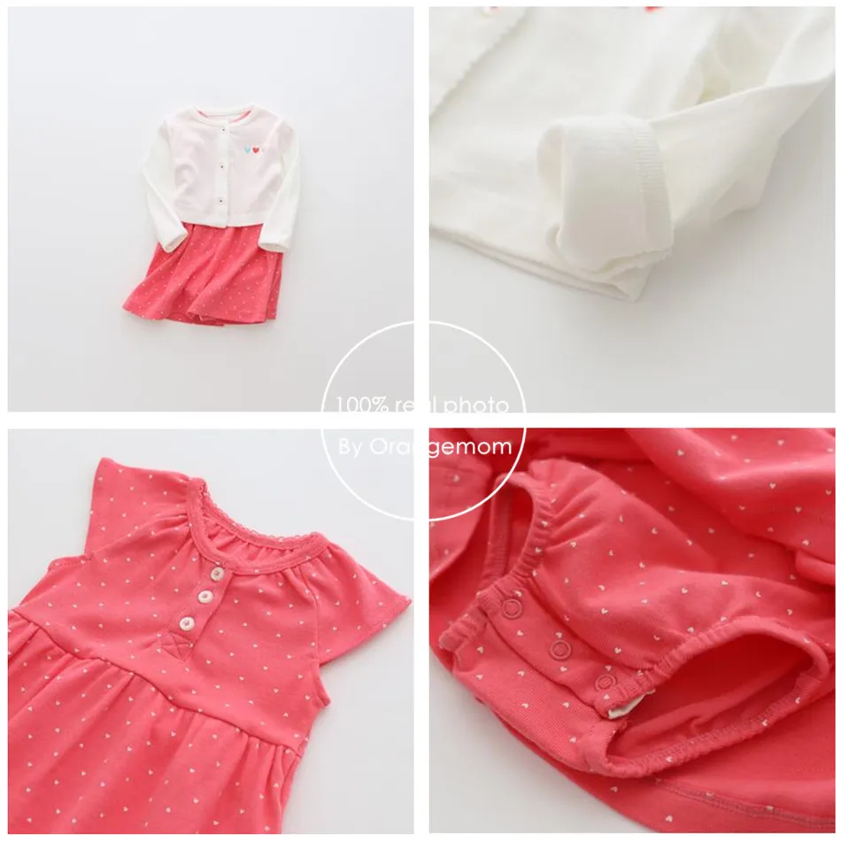 Flower spring baby girl clothes bodysuit +jackets baby clothes Roupa infant jumpsuits cotton baby clothing for 0-24M dresses baby knitted clothing set