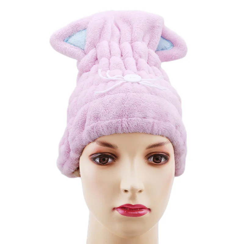 

1 Pcs Lovely Cat Drying Towel Bath Shower Quick Dry Hair Hat Cap Microfiber After Shower Hair Drying Wrap Towel