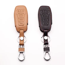 Auto Acessórios 5 botões caso remoto chave do carro de couro tampa da chave do carro Para Ford Mondeo Borda casos Chave Do Carro da carteira proteja shell