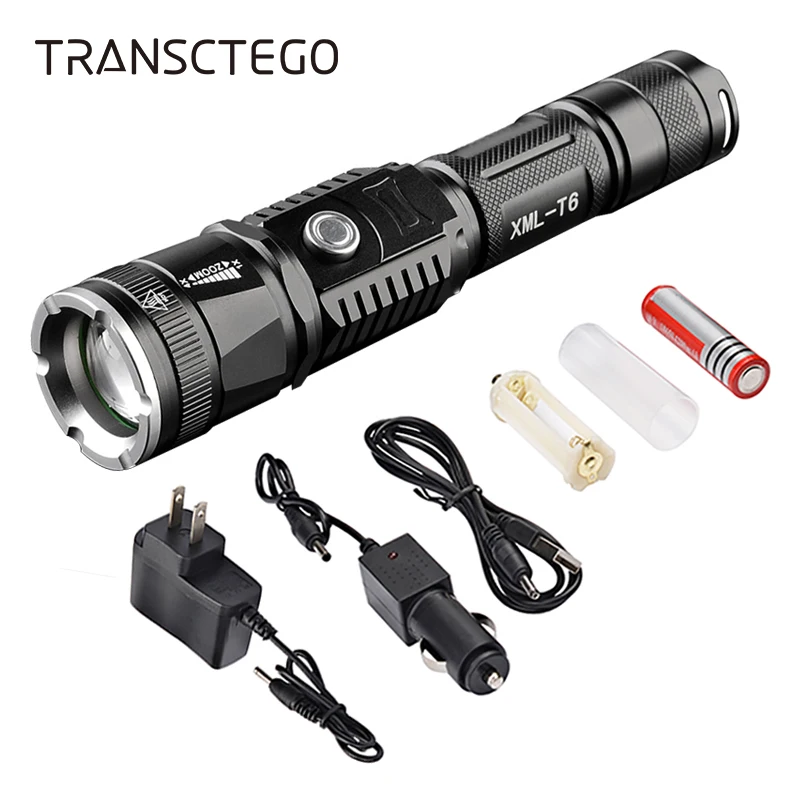 60000LM T6 LED Flashlight Zoom Tactical 18650Flashlight Outdoor Light Torch Lamp 