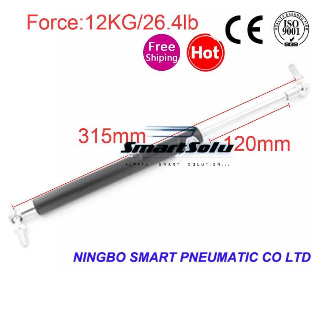 

free shipping 2pcs/lot 12KG/26.4lb Force 120mm Stroke Auto Gas Spring Strut Damper Gas Strut Spring Lift M8 Gas Springs