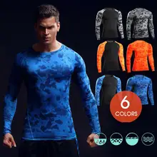 Для мужчин Pro быстросохнущая Фитнес Спорт Run Йога бодибилдинг тренажерный зал Топ сжатия Tee Баскетбол тренировки Пеший Туризм футболка ma46