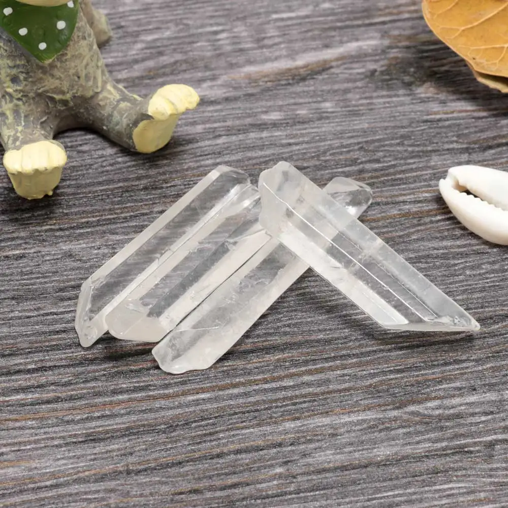 

100g/bag Natural Clear Quartz Top Drilled Slender Stick Point Crystal Gemstone Point Meditation Healing Raw Rock Crystal Shard