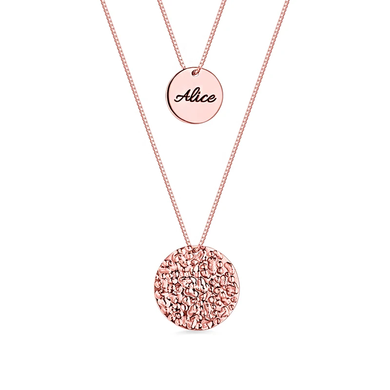 

AILIN Personalized Disc Name Pendant of 2 Layered For Women Rose Gold Color Initial Necklace For Present