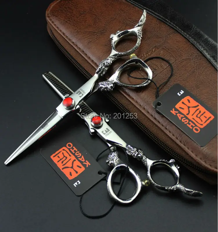 

Professional 6.0Inch Cutting Scissors and Thinning Scissors Kits,JP440C Dragon Pattern Hair Shears for Salon Barbers LZS0615
