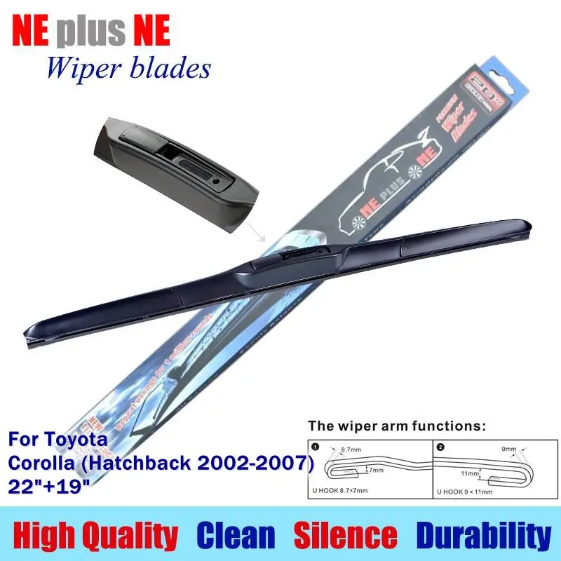 Wiper blades for Toyota Corolla (Hatchback 2002 2007) 22"+19" Rubber