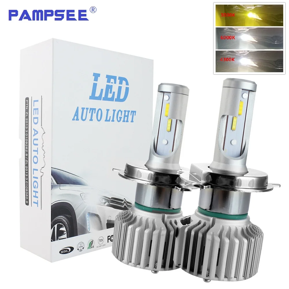 Автомобильные светодиодные лампы PAMPSEE T5 3 цвета 30 Вт 9005 лм|Передние LED-фары для