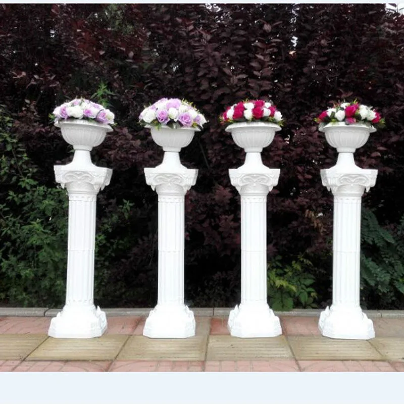 

2pcs/lot Fashion Wedding Props Decorative Artificial Hollow Roman Columns White Color Plastic Pillars Road Cited Party Event
