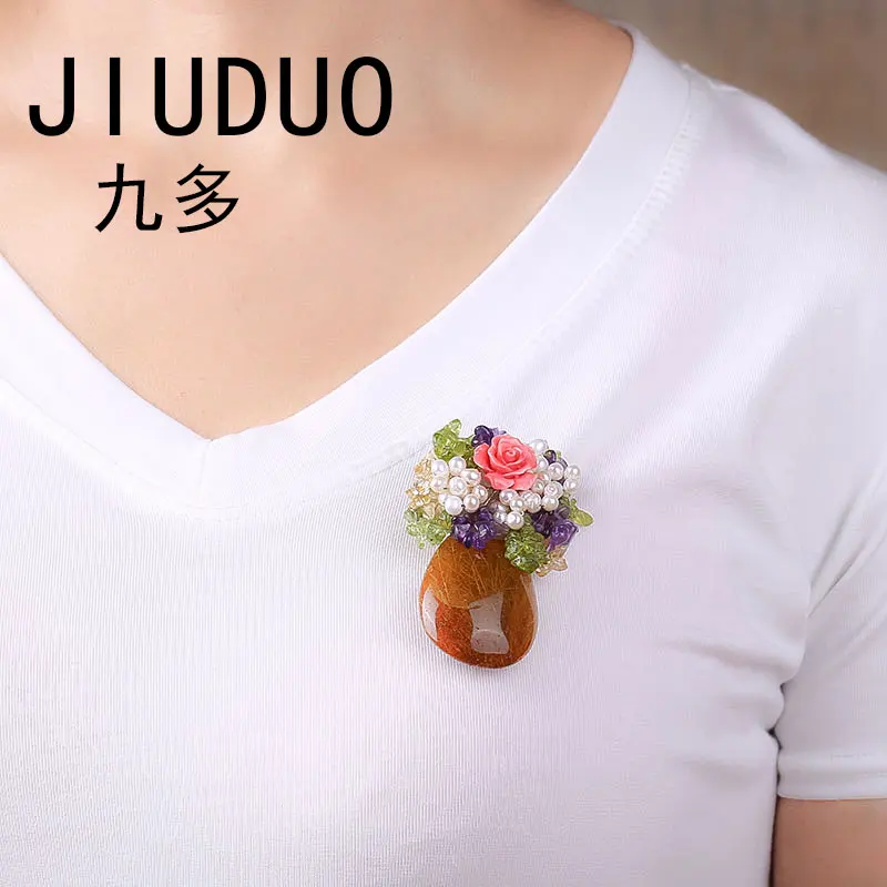 JIUDUO жемчужная брошь модная дамская кулон шарф кнопка цветок баугиния, аксессуары