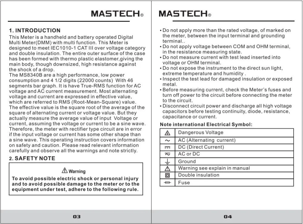 MASTECH MS8340B(MS8240D снят с производства) прецизионный умный Ручной цифровой мультиметр