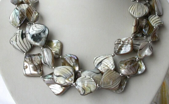 

free shipping RHJ0092 classic 3strands 20mm baroque white shell pearl necklace