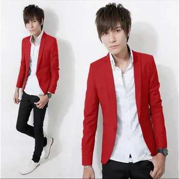 

2017 New jackaet+pants Fashion Casual red men suit Blazer One Button Blazer Dress Jacket Slim Fit Mens Jacket Solid suits XS-6XL