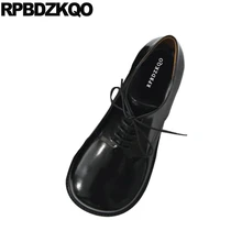 Марочный женская обувь оксфорды лолита дам зашнуровать весна осень Японская школа Круглый носок плоские черный Настоящая кожа последние красивая весенняя отправка капель Мода европейская