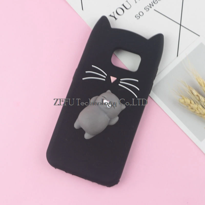 3D милый японский блестящий чехол с бородатым котом для samsung Galaxy S3 Neo S5 S6 S7 Edge S8 S9 Plus S10e S10 Lite милый мягкий чехол - Цвет: HuXu Black Cat