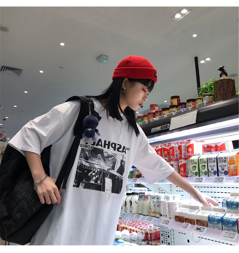 Harajuku футболки женские Простые Топы с буквенным принтом Корейская летняя футболка хип-хоп Уличная одежда для отдыха универсальные футболки с коротким рукавом
