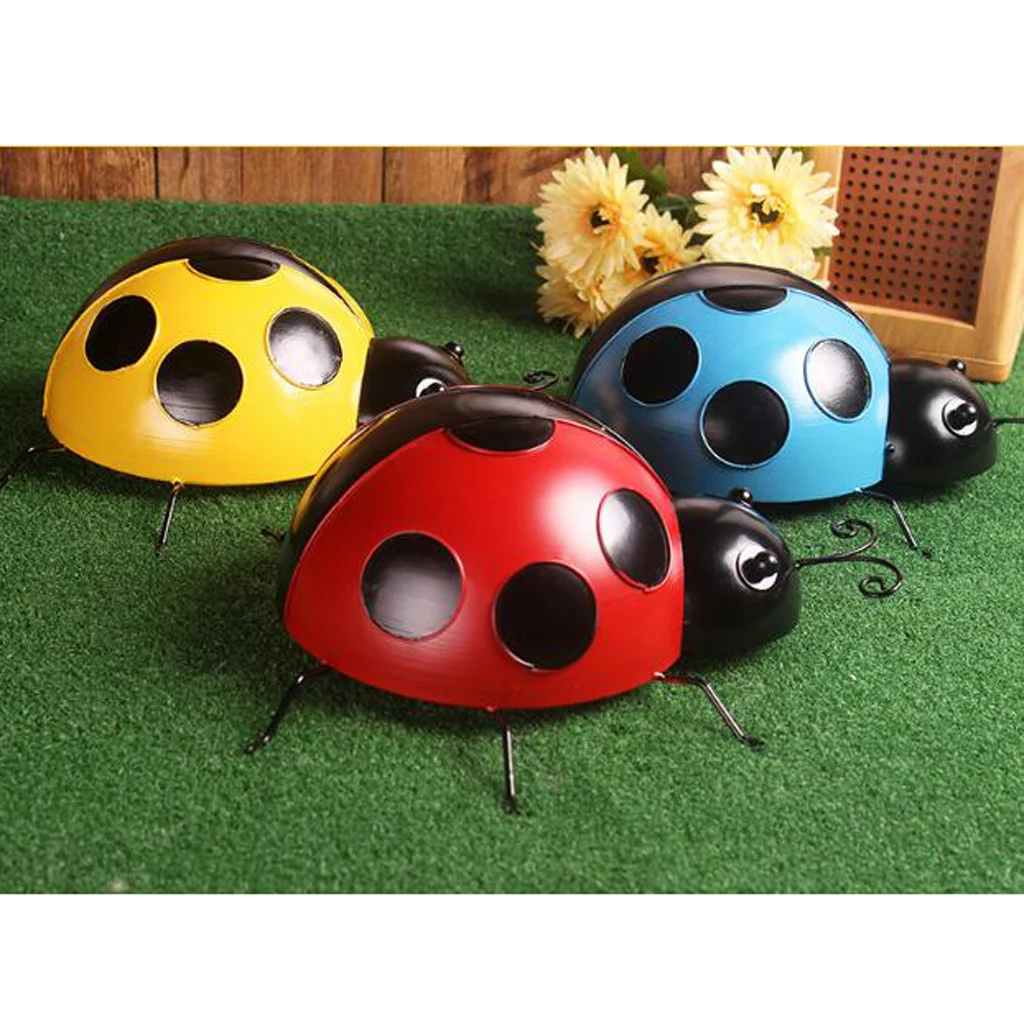 3 Pieces/Set Metal Ladybug Collections Metal Art Hanging Wall 10cm Home Garden Decor Indoor Bedroom Decoration Artwork