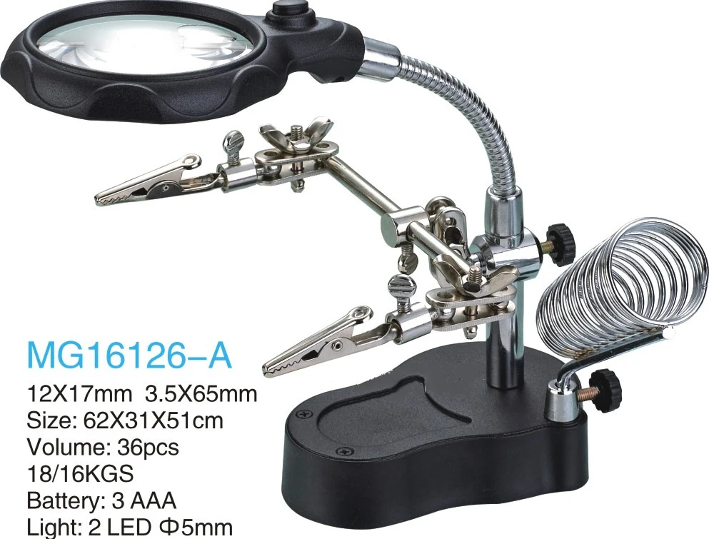 

LDE lamp clip magnifying glass with electric iron repair magnifier MG16126-A multi-function welding auxiliary tools
