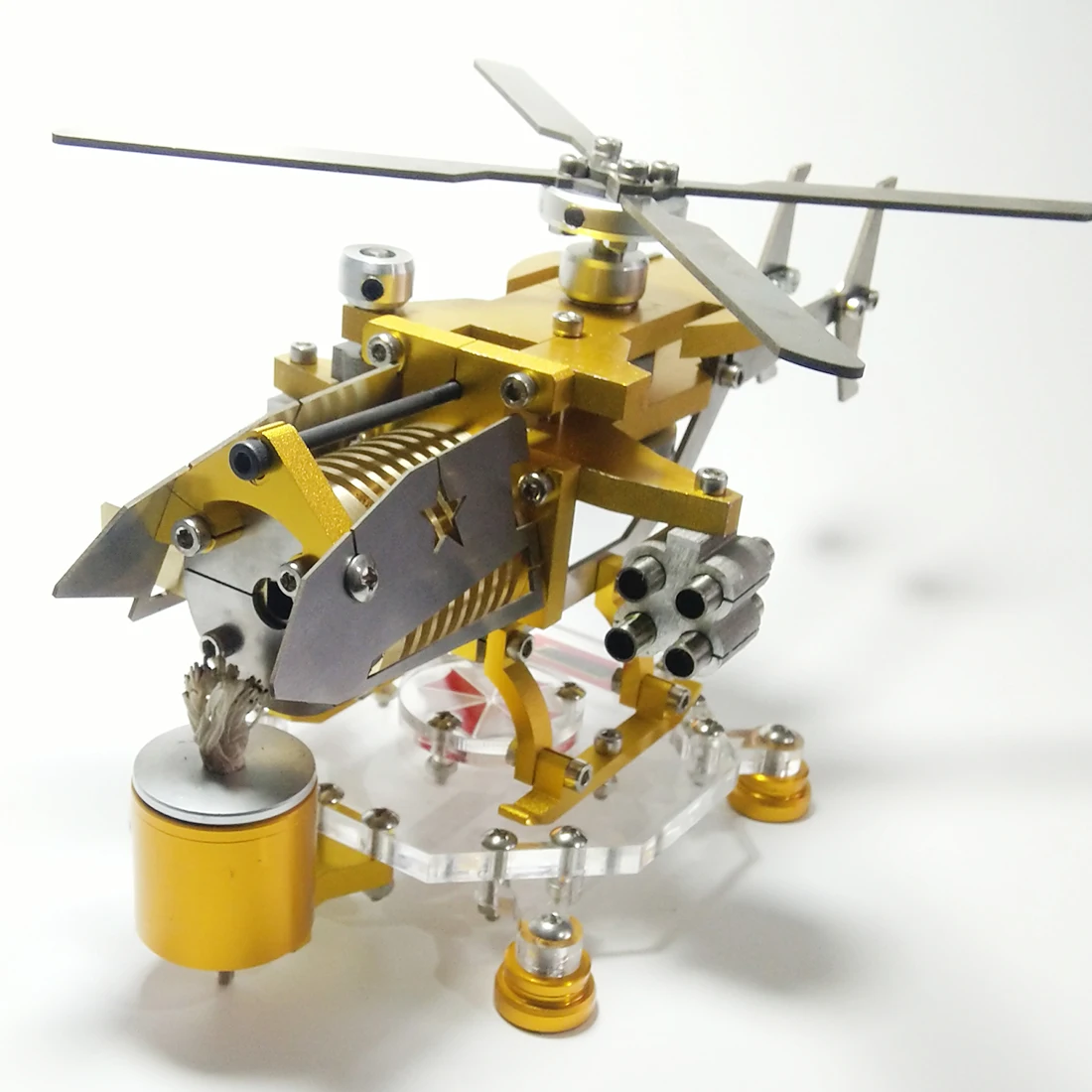 

UTOYSLAND Armored Edition Helicopter Horizontal Single Cylinder Vacuum Stirling Model Building Kits Toys For Children