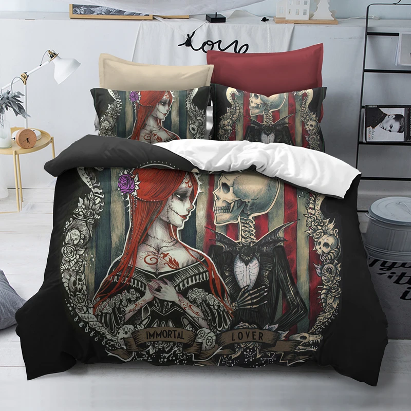 

Yi chu xin 3d sugar skull bedding set king size wedding skull duvet cover set with pillowcase Bedclothes drop ship bed set