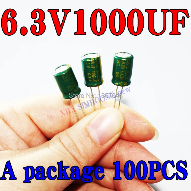 

100pcs/lot For SANYO Capacitor 6.3V 1000UF Motherboard Electrolytic capacitor Board capacitance