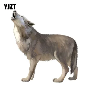 

YJZT 12.8CM*13.7CM Wolf Screaming In The Sky PVC Motorcycle Car Sticker 11-00487