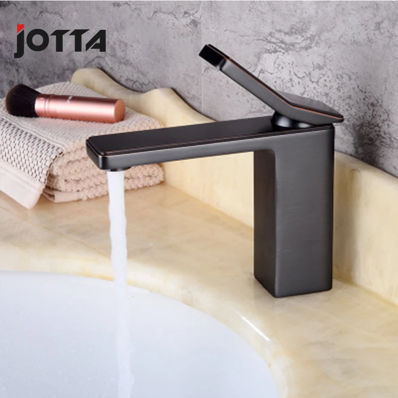 All-copper European basin faucet Bathroom washbasin hot and cold water mixing black single-hole faucet All-copper European basin faucet Bathroom washbasin hot and cold water mixing black single-hole faucet