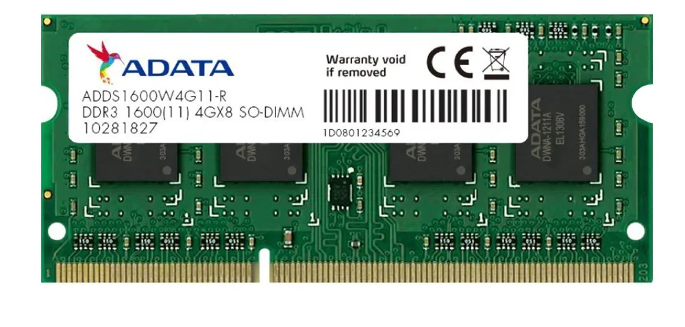 Ноутбук AData 4GB DDR3L 4GB 1333MHz PC3-10600 DDR3 1,35 V-1,5 V ram SO-DIMM 1333 10600 2G 204-PIN