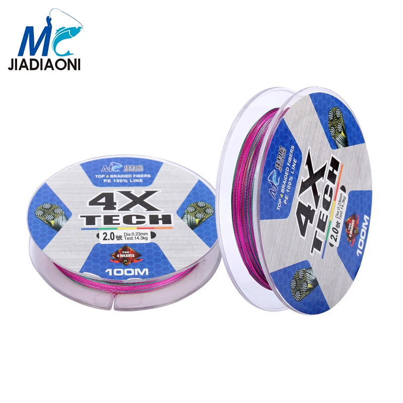 

JIADIAONI 100m 4 strands Braided PE Fishing Line 0.16-0.32mm Strong Multifilament Fly Fishing Line Carp Fishing Equipment Tackle
