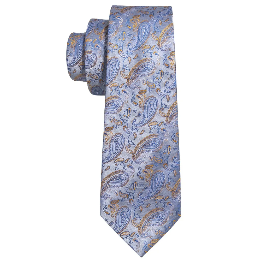 Серебристо-голубой галстук с узором "пейсли", шелк, модный дизайнерский галстук для шеи для мужчин, Свадебный деловой Barry.Wang, 8,5 см, Прямая поставка, LS-5025