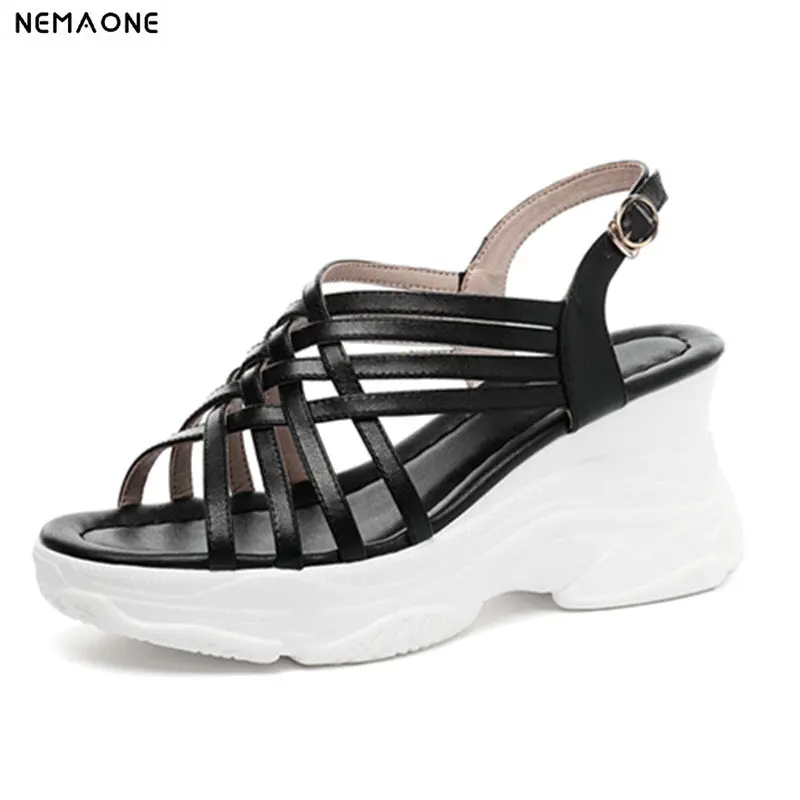 

NEMAONE rome style High heels women sandals wedges platform ladies hoes woman women sandals large size 42