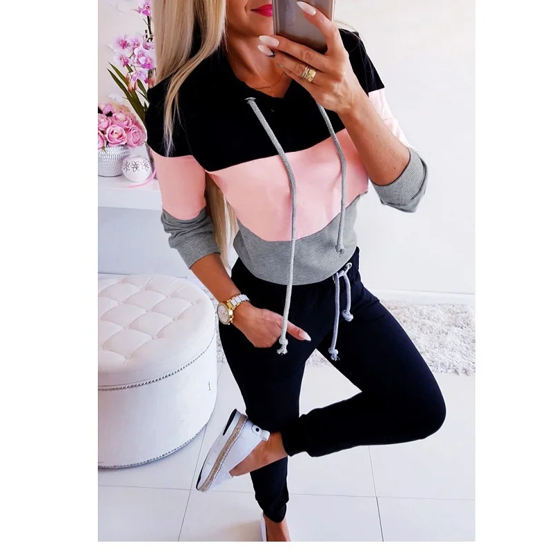 

Women's Striped Sweatshirt Long Sleeve Short Autumn Hoodies Tops Blouse